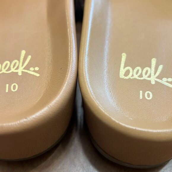 Women's Pelican Leather Platform Sandal Gold Soze 10 - Picture 8 of 8